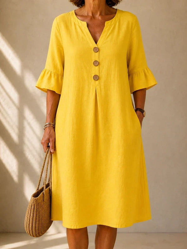 Charlotte · Vestido con Botones y Pliegue Hueco
