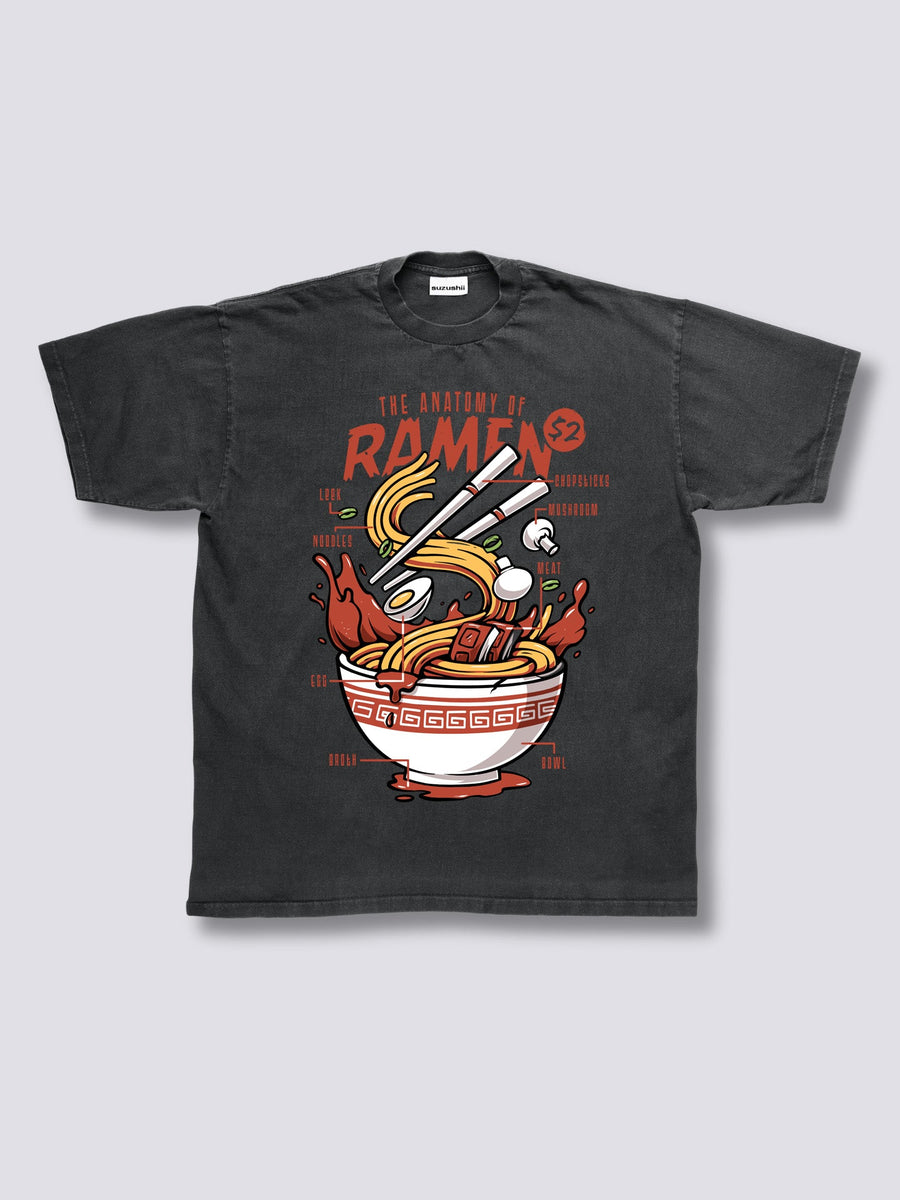Estampado Frontal - Anatomía del Ramen Camiseta Vintage