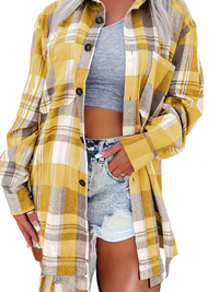 Leonor - Camisa de Verano con Estampado Vichy de Manga Larga