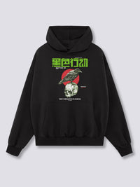 Estampado Frontal - Cuervo Oscuro Sudadera con Capucha