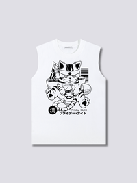 Estampado Frontal - Achispado Gato Camiseta sin Mangas