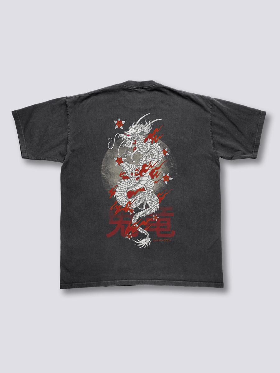 Burning Dragón Camiseta Vintage