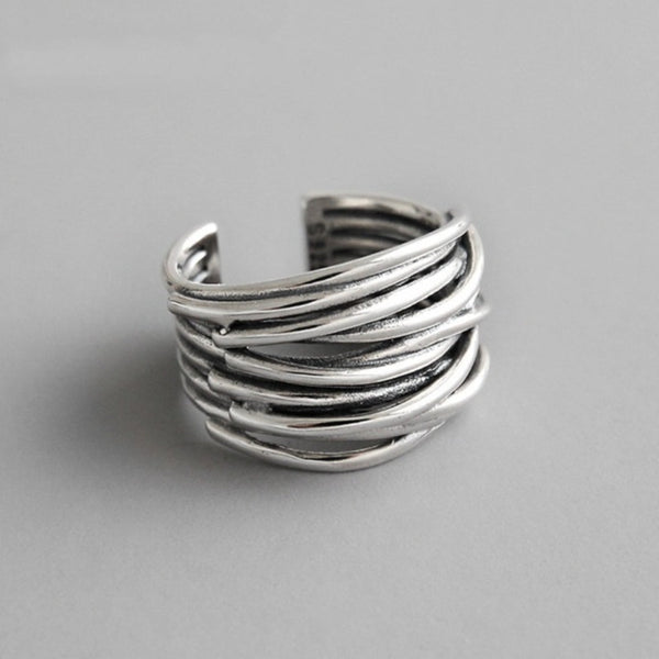 Capas · Anillo Ajustable de Plata en Capas