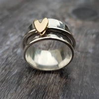 Corazón · Anillo de Plata Corazón Dorado