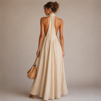 Vestido Largo Amarillo Halter Solara
