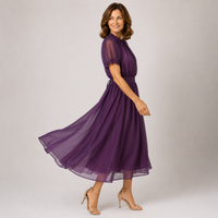 Vestido Maxi de Gasa con Escote en Gota y Encaje