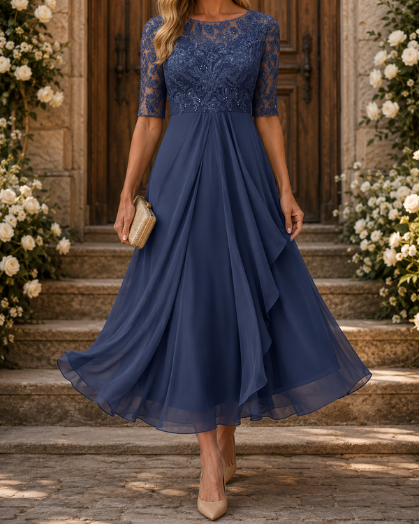 Romina · Vestido Midi de Encaje Estilizante