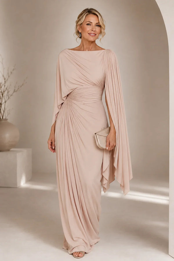 Meryl | Elegante vestido maxi con mangas capa