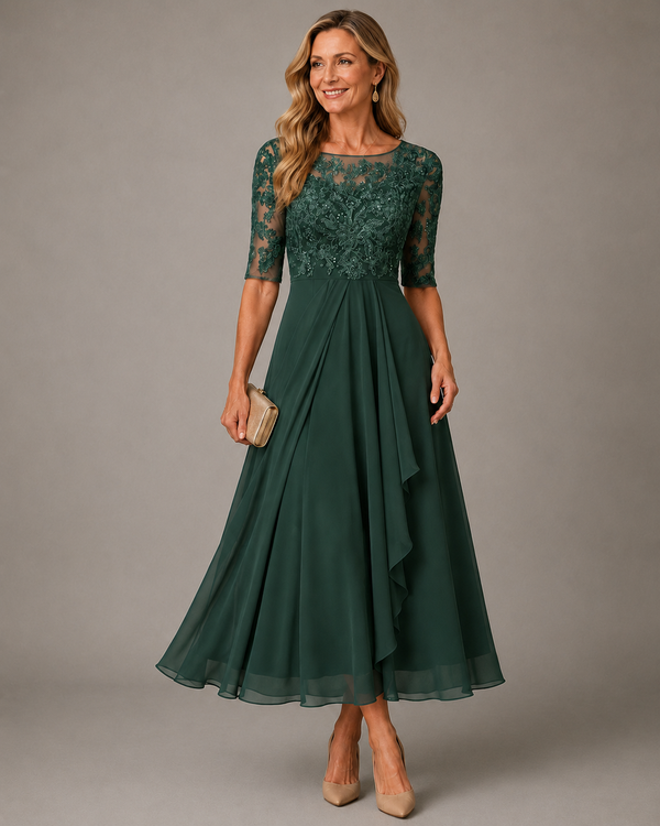 Romina · Vestido Midi de Encaje Estilizante