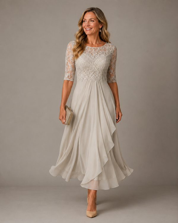 Romina · Vestido Midi de Encaje Estilizante