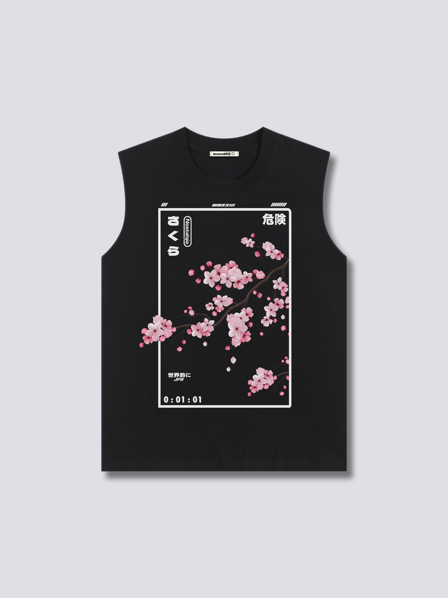 Estampado Frontal - Flor de Cerezo Camiseta sin Mangas