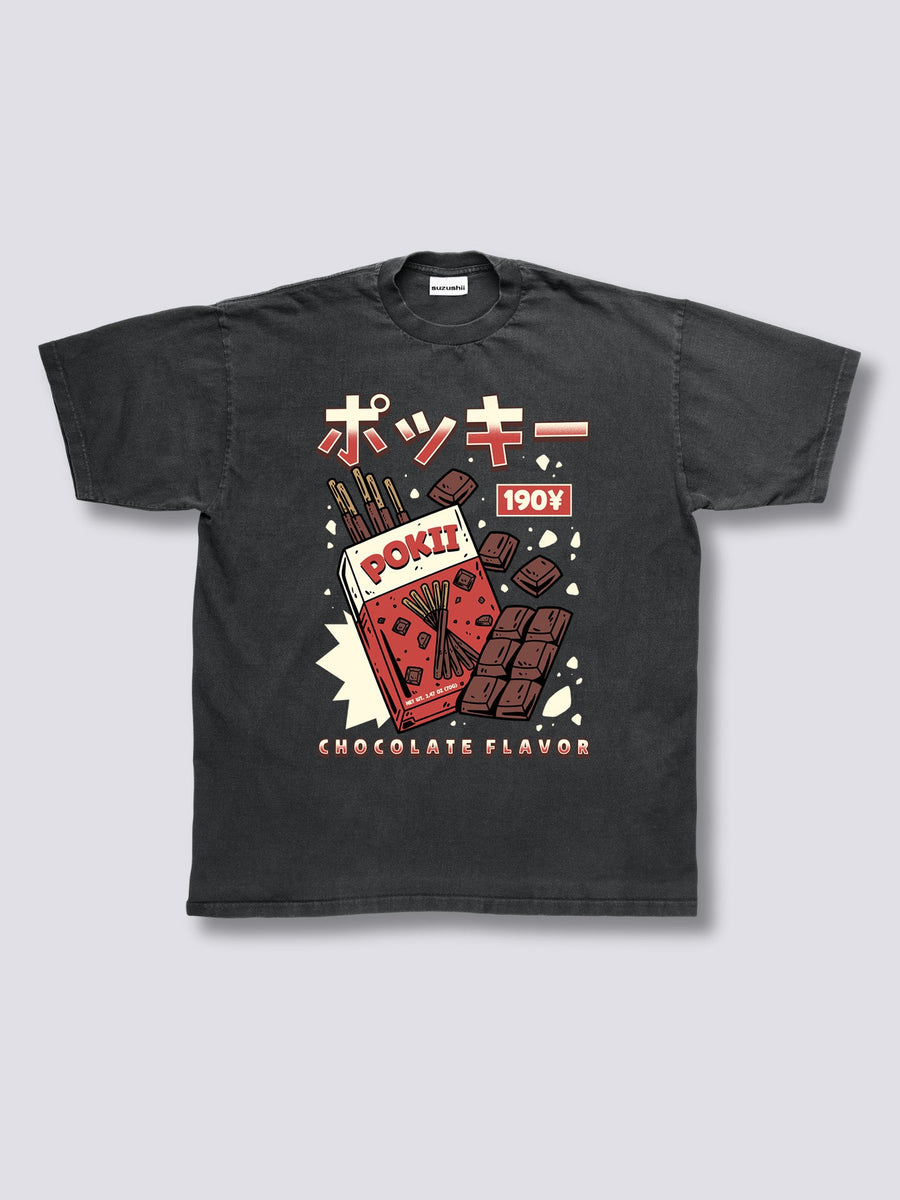Estampado Frontal - Chocolate Pokii Camiseta Vintage