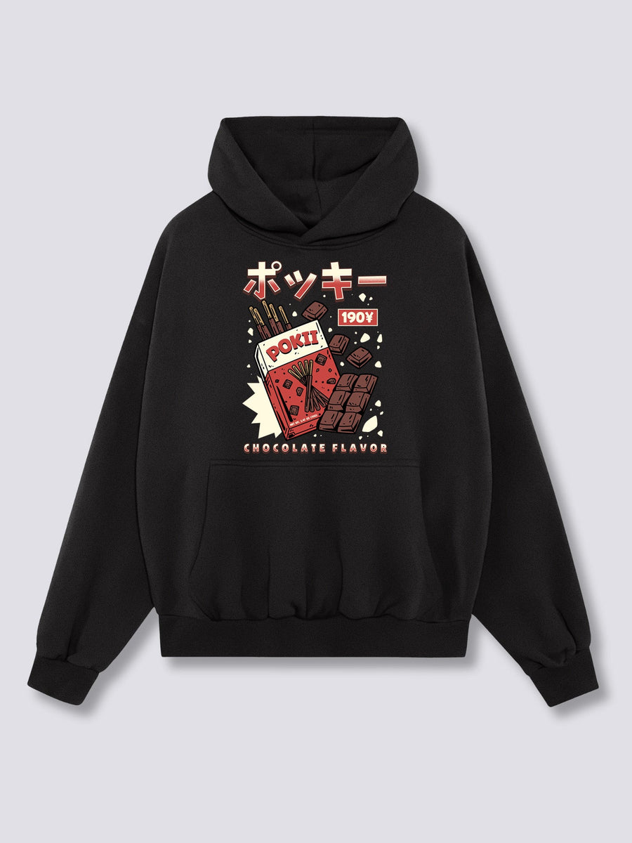 Estampado Frontal - Chocolate Pokii Sudadera con Capucha