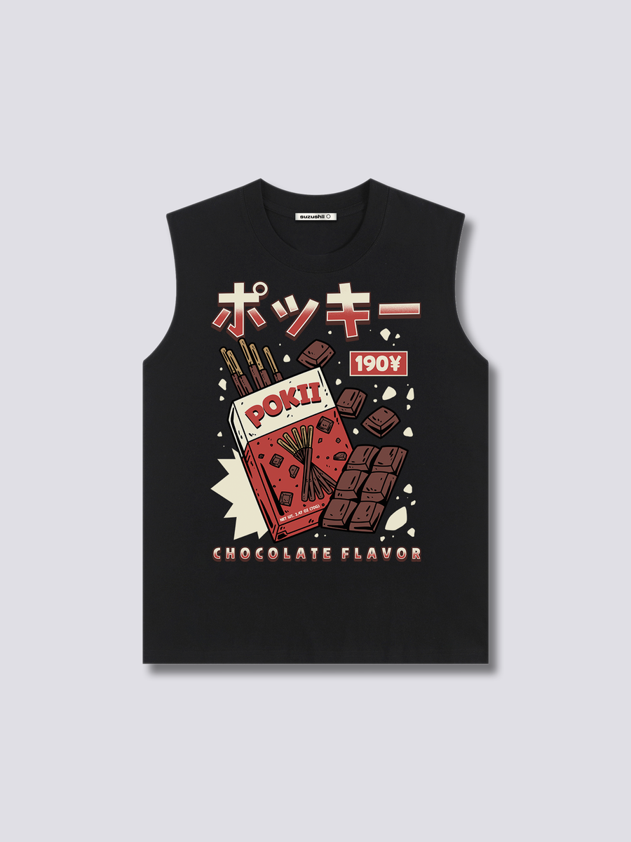Estampado Frontal - Chocolate Pokii Camiseta sin Mangas