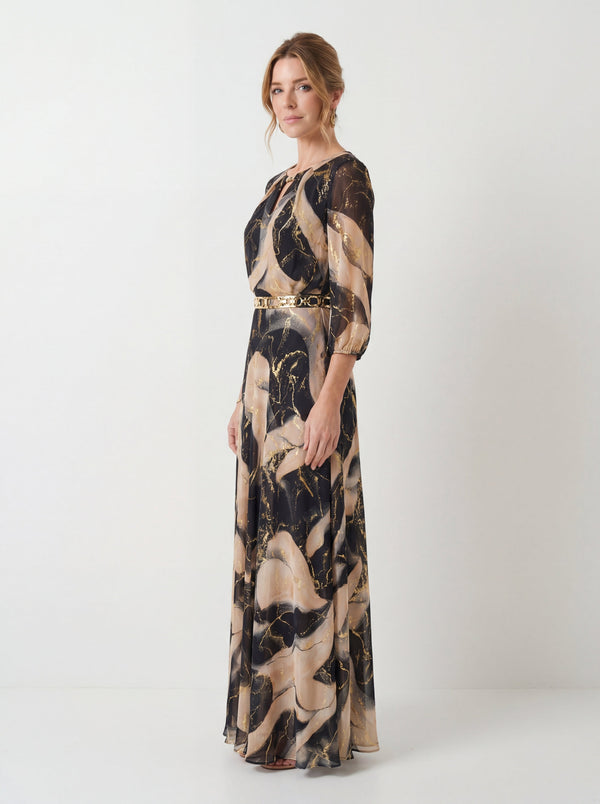 Vestido de Gasa Estampada Elegante