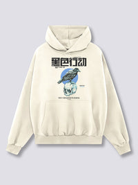 Estampado Frontal - Cuervo Oscuro Sudadera con Capucha