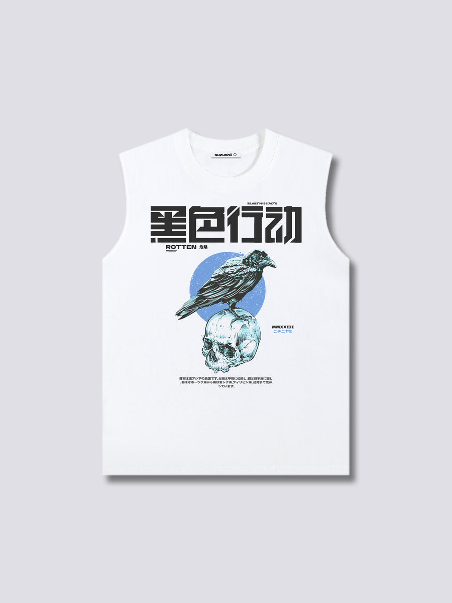 Estampado Frontal - Cuervo Oscuro Camiseta sin Mangas