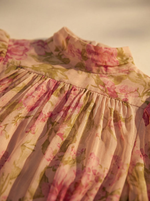 Rosario · Vestido de Seda con Estampado Floral