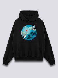Estampado Frontal - Volador Grullas Sudadera con Capucha