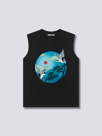 Estampado Frontal - Volador Grullas Camiseta sin Mangas