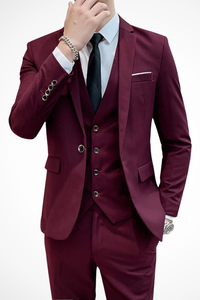 Dominic | Traje slim fit de tres piezas para hombre con solapa de muesca™