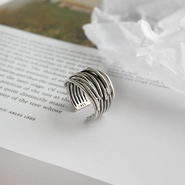 Capas · Anillo Ajustable de Plata en Capas