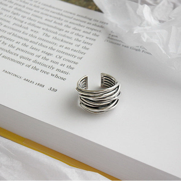 Capas · Anillo Ajustable de Plata en Capas