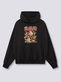 Estampado Frontal - Hambriento Neko Sudadera con Capucha