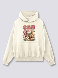 Estampado Frontal - Hambriento Neko Sudadera con Capucha