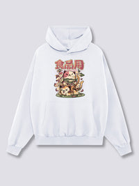 Estampado Frontal - Hambriento Neko Sudadera con Capucha