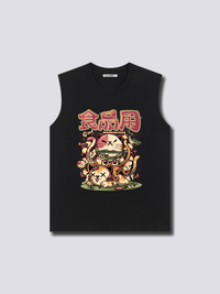 Estampado Frontal - Hambriento Neko Camiseta sin Mangas
