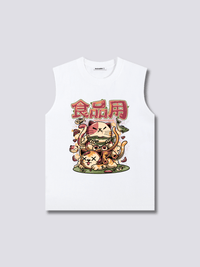 Estampado Frontal - Hambriento Neko Camiseta sin Mangas