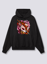 Estampado Frontal - Cazador Kitsune Sudadera con Capucha