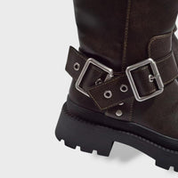 Botas Cowboy Altas Planas con Hebilla
