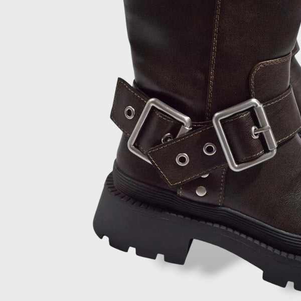 Botas Cowboy Altas Planas con Hebilla