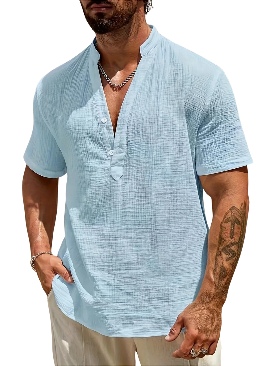 Christian · Camisa de Verano Elegante con Cuello Alto