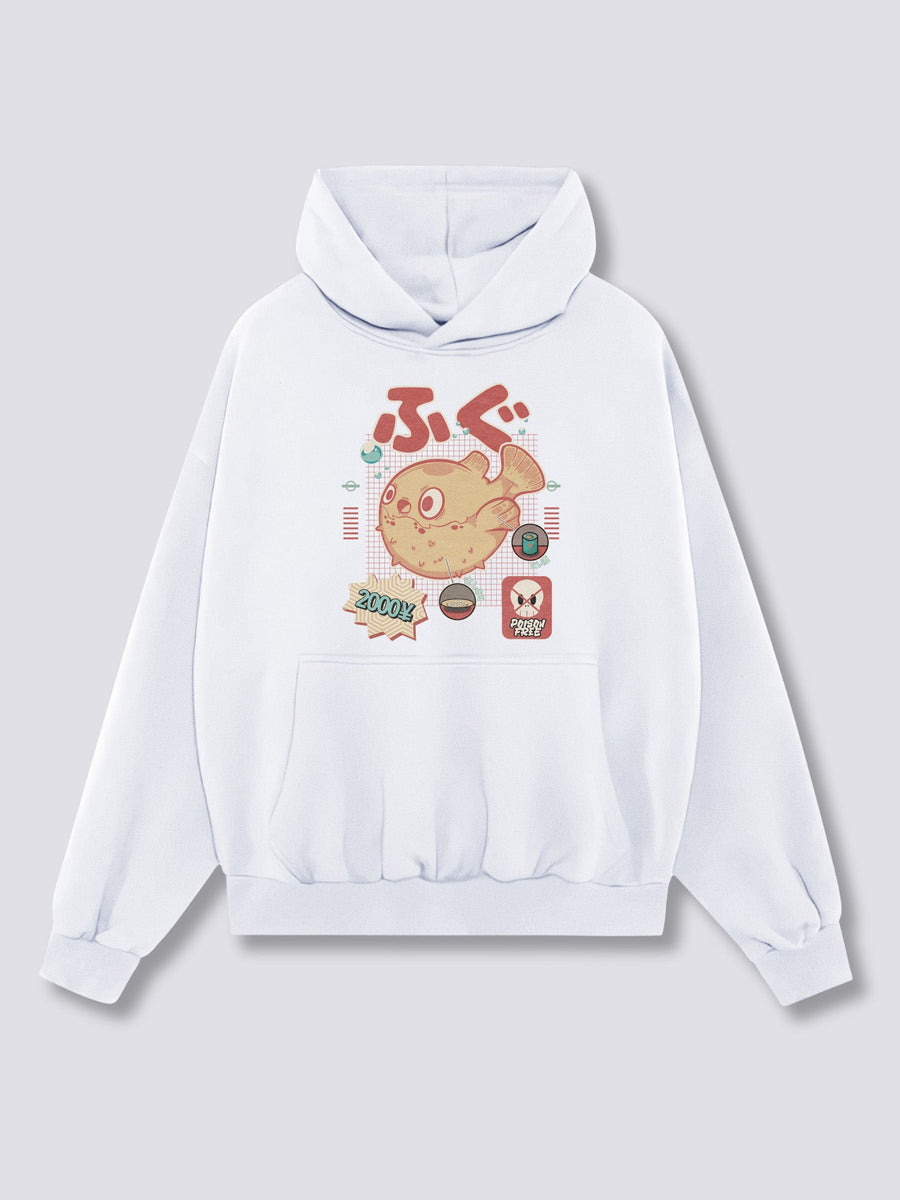 Estampado Frontal - Fugu Sudadera con Capucha