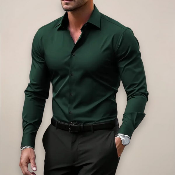 Camisa de Manga Larga con Cuello de Muesca Clásico