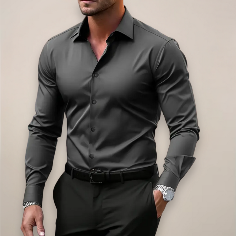 Camisa de Manga Larga con Cuello de Muesca Clásico