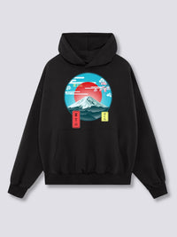 Estampado Frontal - Monte Fuji Sudadera con Capucha