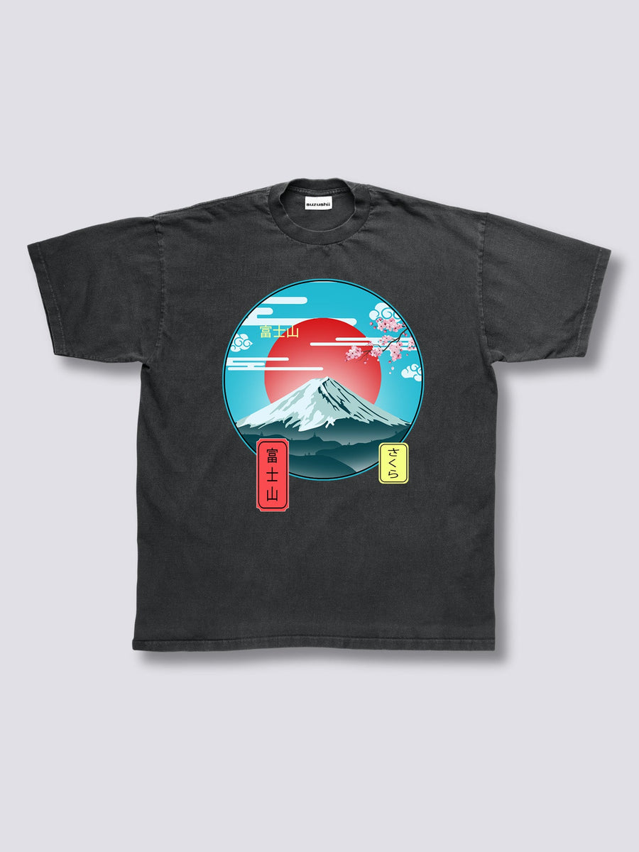Estampado Frontal - Monte Fuji Camiseta Vintage