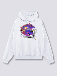Estampado Frontal - Monte Fuji Grulla Sudadera con Capucha