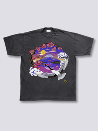Estampado Frontal - Monte Fuji Grulla Camiseta Vintage