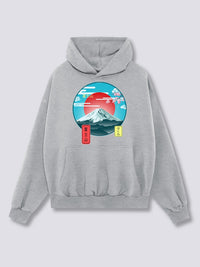Estampado Frontal - Monte Fuji Sudadera con Capucha