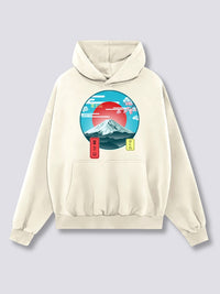 Estampado Frontal - Monte Fuji Sudadera con Capucha