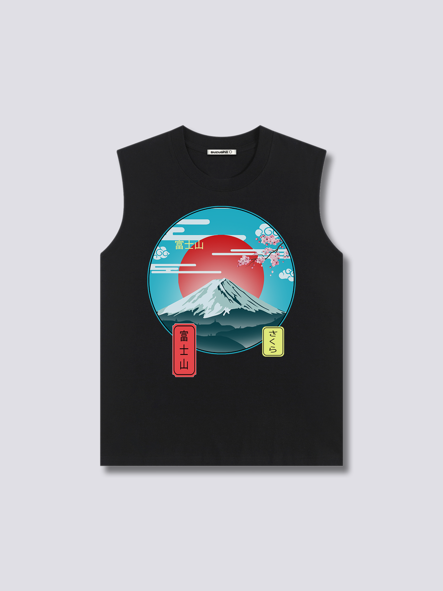 Estampado Frontal - Monte Fuji Camiseta sin Mangas