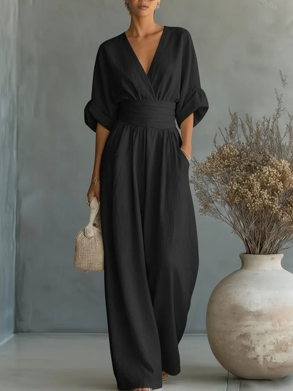Vestido de Escote en V con Espalda Descubierta