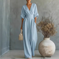 Robe Élégante en V, Dos Nu et Manches Fluides - Maison Claire et Sylvie