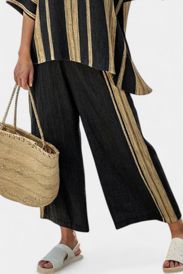 Brielle | Conjunto Top Oversize a Rayas y Pantalón Lino