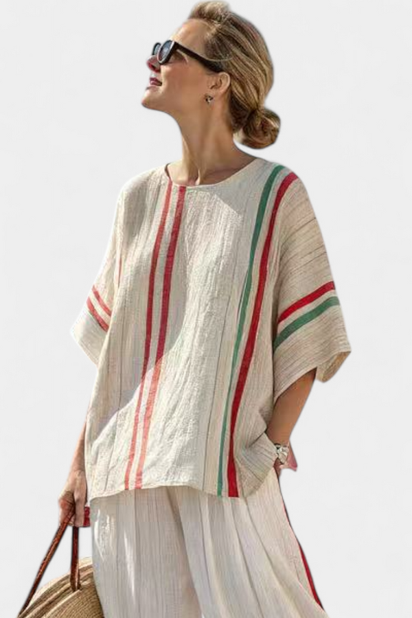 Mila | Conjunto Blusa Boho Estampada y Pantalón Holgado